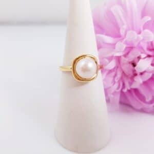 18k gouden ring met parel